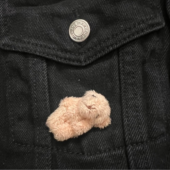 13DE Marzo Paris Mini Teddy Bear Cover Denim Jacket Coat Black Size S - RARE - Picture 3 of 9